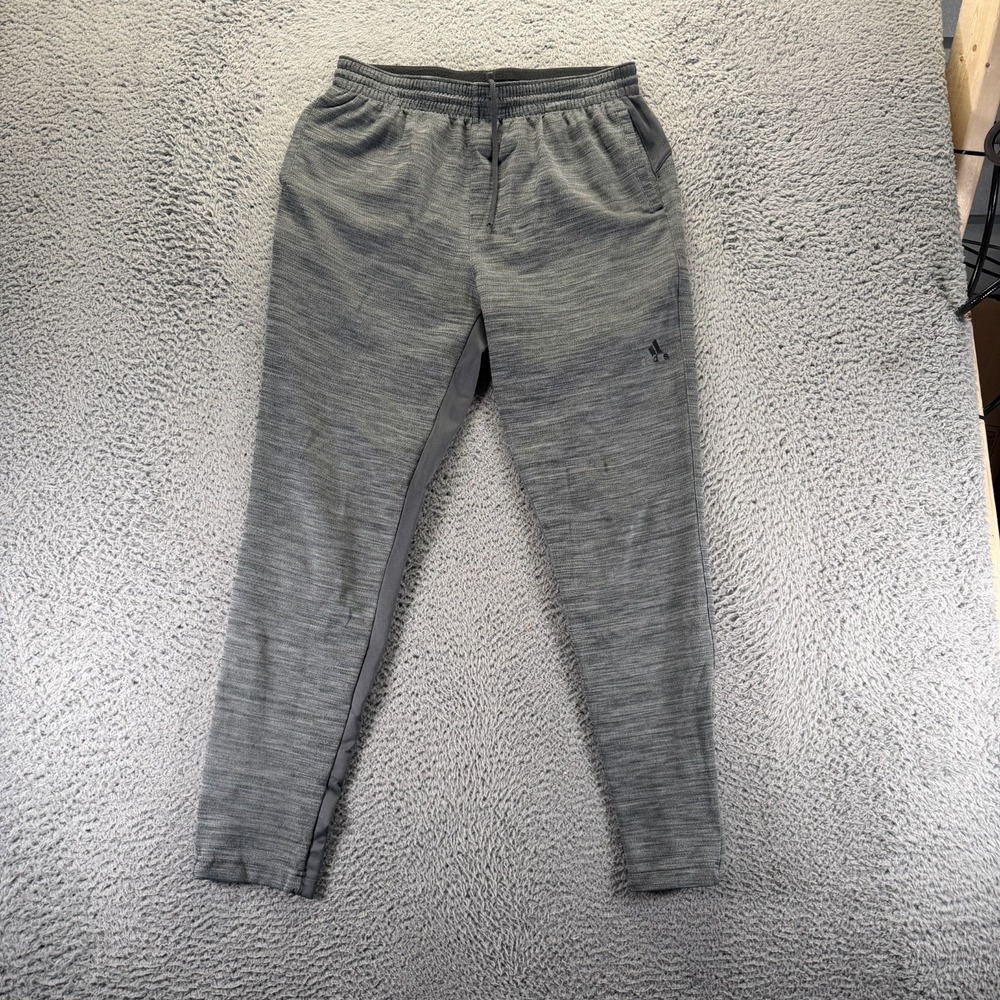 Adidas‎ Climalite Pant Mens L Gray Track Tapered Ankle Zip Athletic Performance